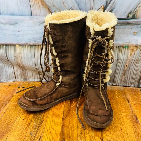 knee high lace up ugg boots